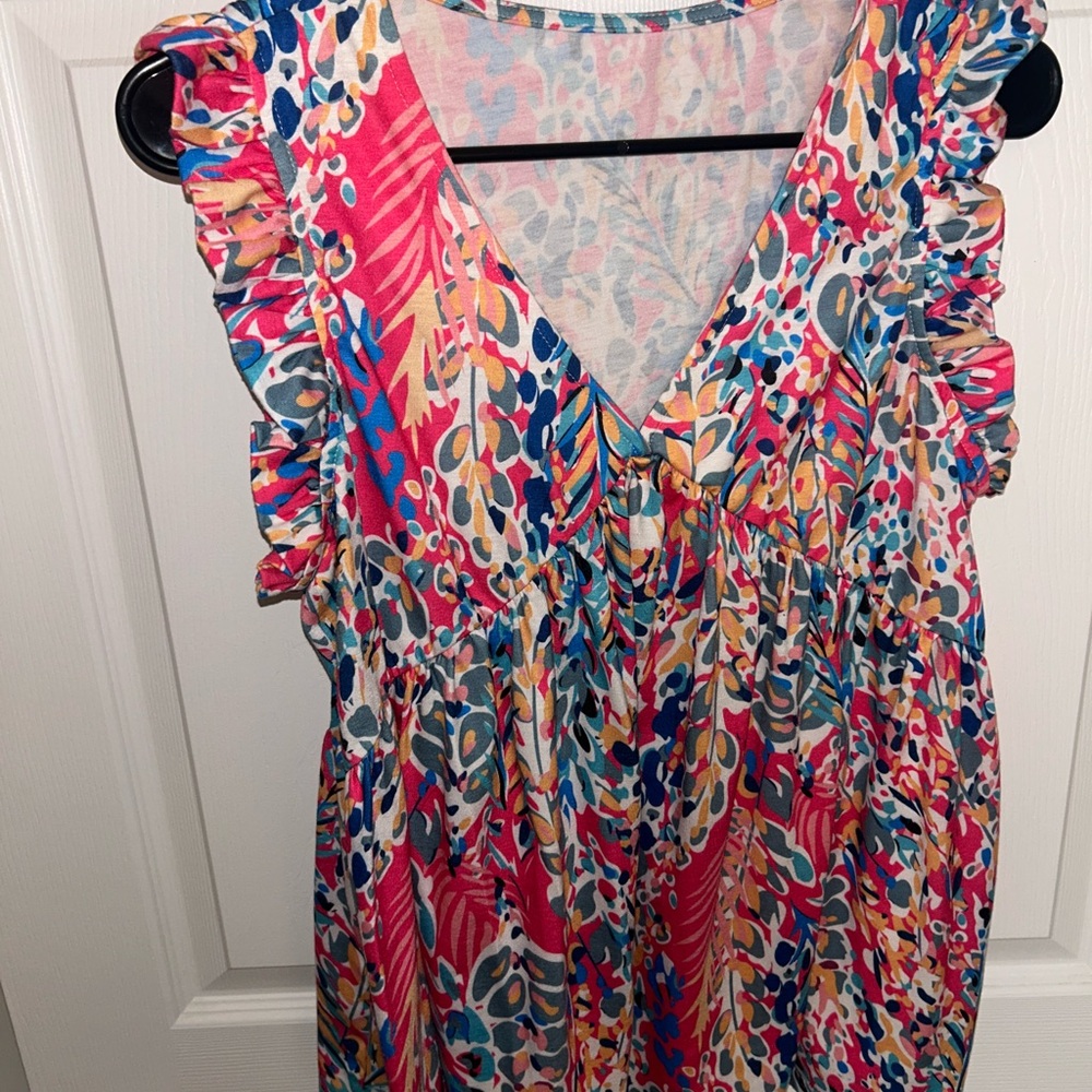 Colorful Ruffle Sleeve Women's Top